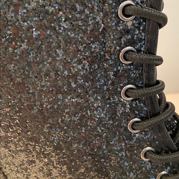 Comfort Est. 1946 Black Patent Glitter Lace-Up Boots Streetwear Y2K New - Picture 9 of 10